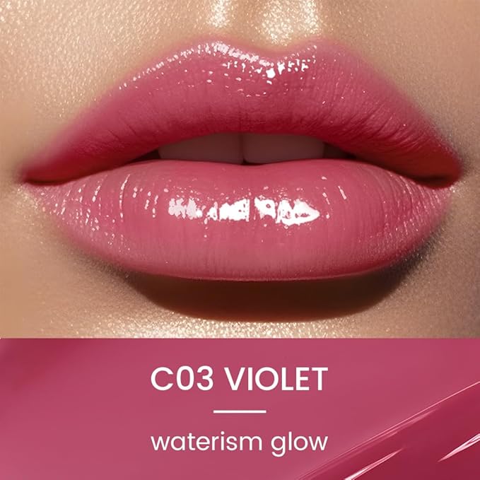 CATKIN Glossy Lip Balm Ultra Hydating Glow Lip Tinted Jelly Plump Melting Balm Shea Butter Repair Soothing For Dry Lips Dewy Finished 0.12 oz C03 VIOLET