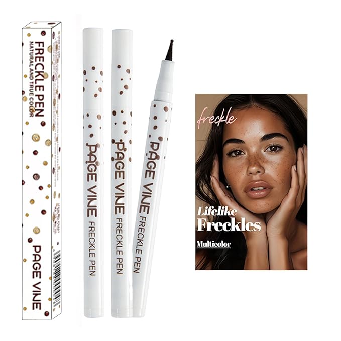 2 Pack Freckle Pen,Liquid Face Fake Freckles Makeup Pen to Create Natural Freckle Makeup and Freck beauty,Fake Freckles Waterproof for Lifelike Sunkissed Makeup,Mole Pen (01Light+03Dark)