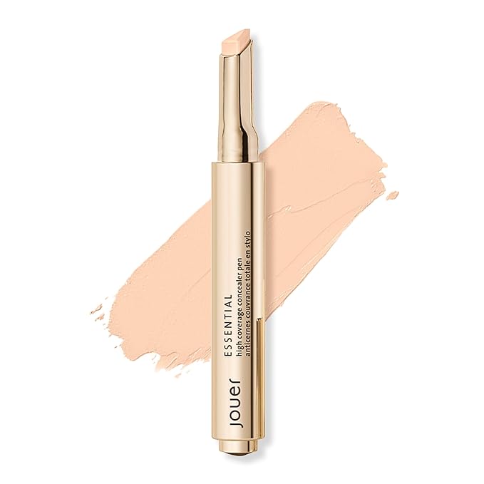 Jouer Essential High Coverage Concealer Pen - Under Eye Concealer for Dark Circles - Brightening Makeup for Eye Circles - Color Corrector Eye Primer with Hyaluronic Acid and Vitamin E