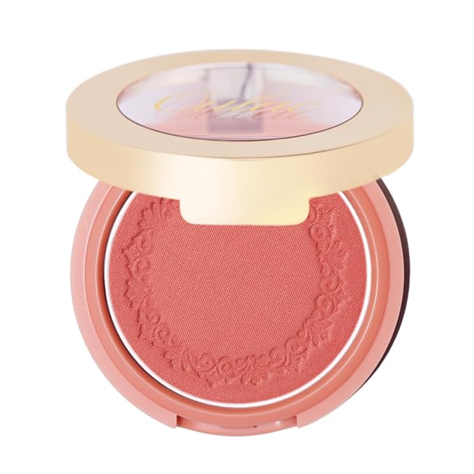 Oulac Blush Face Coral Matte | Pigmented Powdery Cream Blusher Warm Skin Light Medium| Natural Matte | Light Weight&Blendable| Cruelty-Free Blush| 12 Forever Young 4.8g