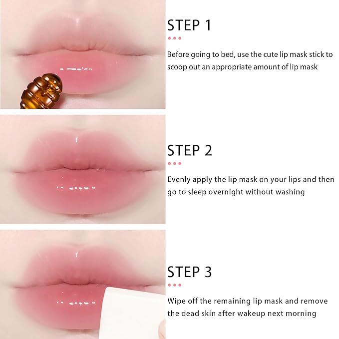 3 Pcs Bee Lip Balm Honey Pot, Honey Strawberry Apple Lip Mask Overnight, Moisturizing Lip Sleeping Mask, Hydrate Repair Prevent Dry Cracked Lip Exfoliator Lip Care (Honey+Strawberry+Apple Lime)