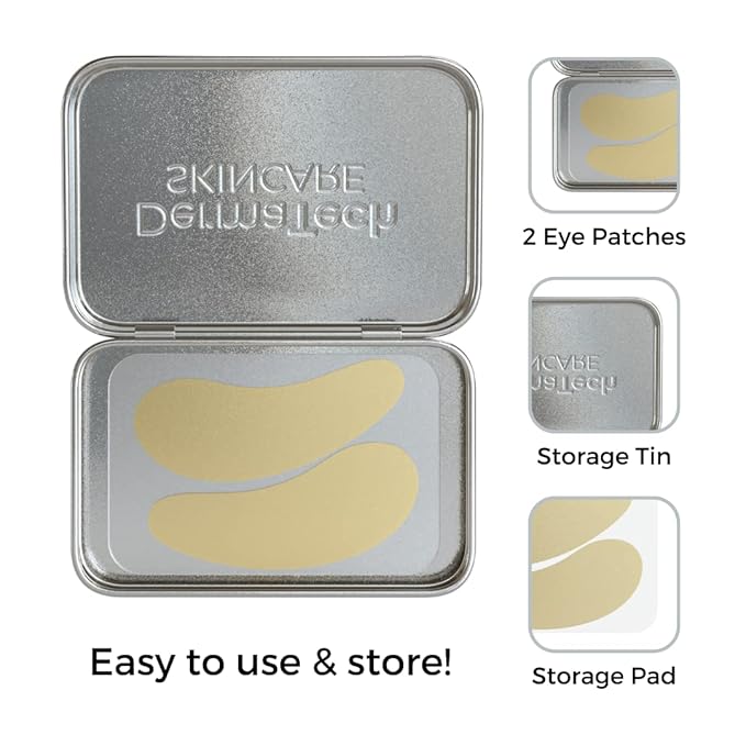 Reusable Under Eye Patches Eco-Friendly Wrinkle Patches with Tin Case | 100% Silicone Reusable Facial Patches | For Puffy Eyes, Dark Circles, Reducing Wrinkles