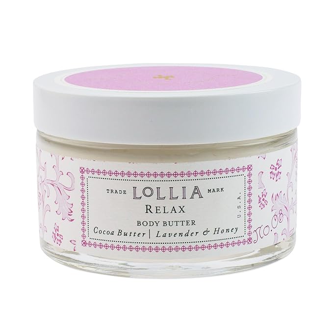 LOLLIA Relax Body Butter, 5.5 oz. - Lavender & Honey Fragrance - Shea Butter & Cocoa Butter, Body Lotion for Women, Hydrating & Smooth Body Moisturizer