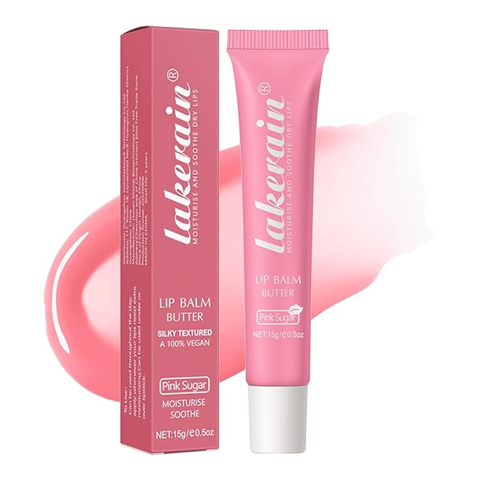 Lip Glowy Balm Butter Lip Balm Plumps Moisturizing Hydrating Lip Mask Repair Moisturizer Lips Care Lip Treatment for Dry Cracked Lip, Glossy Finish, Vegan Tinted Lip Balm Chapstick (#6 Pink Sugar)