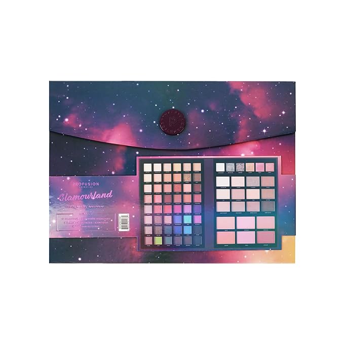 Profusion Cosmetics Euphoric Glam Glamourland 72 Piece Portfolio, Dazzle and Shine's Glamourland with Your Ultimate 72 Piece Holiday Makeup Set, Sparkle All Season With Essential Makeup Tools