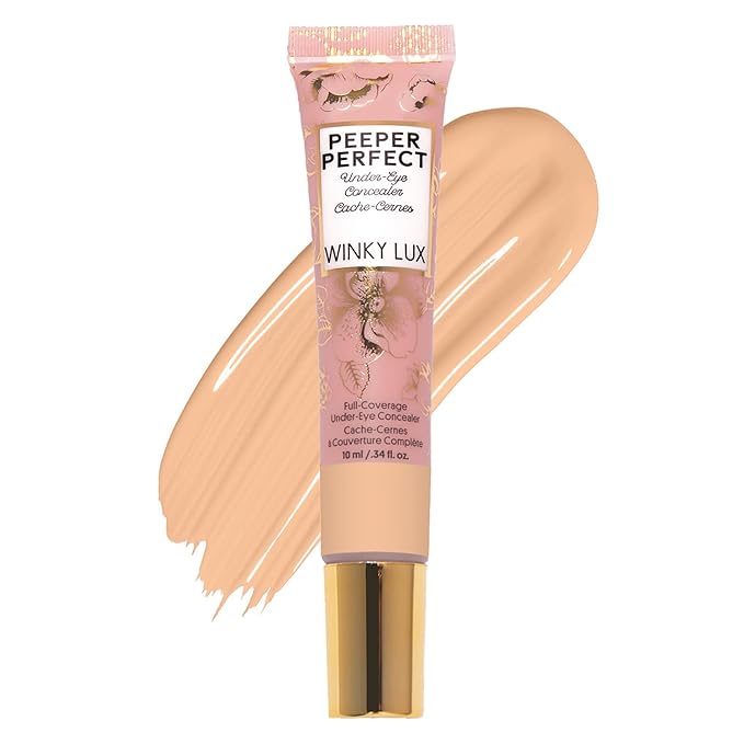 Winky Lux Peeper Perfect Under Eye Concealer, Makeup & Eye Brightener, Full Coverage Concealer for Dark Circles, Color Corrector & Eye Primer With Collagen, Hyaluronic Acid & Vitamin E (Golden Medium)