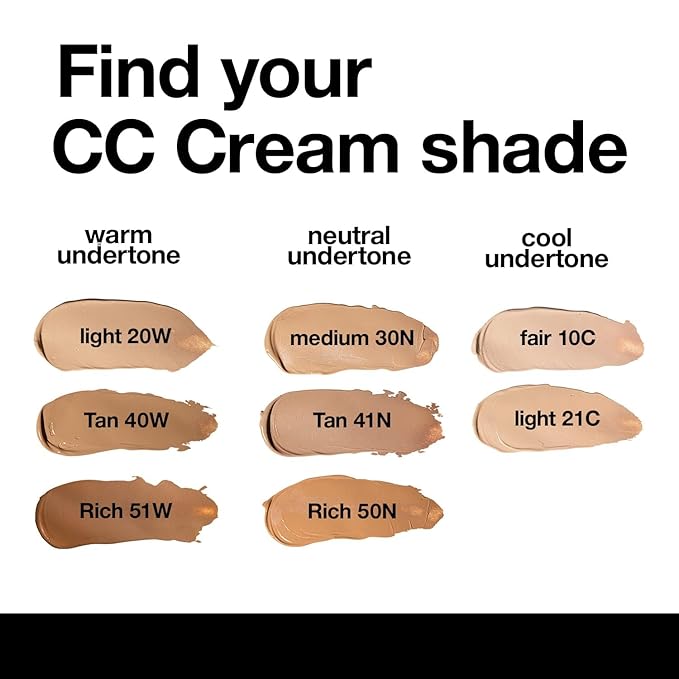 Palladio Full-Coverage Color Correction CC Cream, Oil-Free with Peptides & Vitamin C, Best for Correcting Redness and Uneven Skin Tone, Buildable Foundation Coverage (Light 22N)