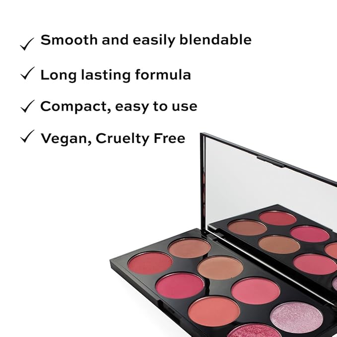 Makeup Revolution Ultra Blush Makeup Palette, Bronzer & Highlighter, Includes 8 Shades, Gluten free, Vegan & Cruelty Free, Sugar & Spice, 13g