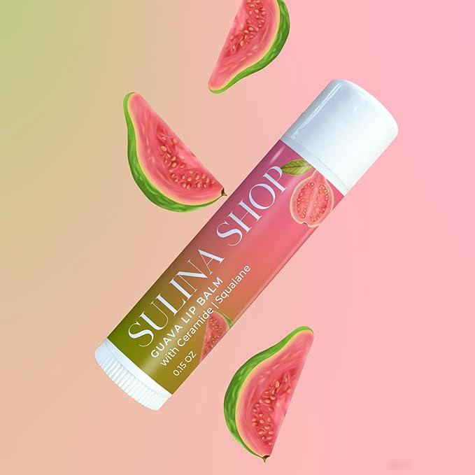 Guava Lip Balm Hydrating for Dry Lips - Natural Lip Moisturizer with Ceramide, Squalane & Castor Oil, Protects Lip Barrier, Lip Care for Chapped Lips, Lip Repair - 0.15 Fl oz