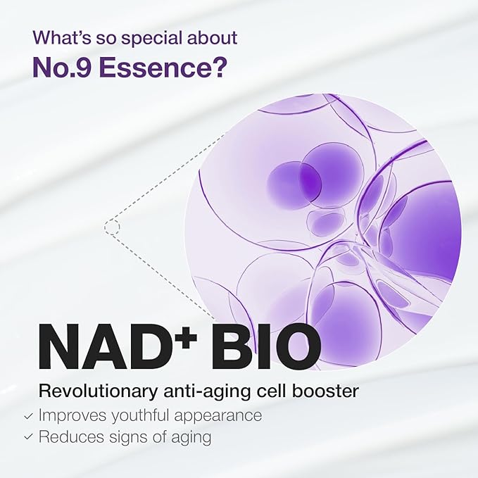 numbuzin No.9 Essence | NAD+ BIO Lifting-sil Essence | Lifting, Firming, Wrinkles, Fine Lines, Elasticity | Peptides, NAD+ | Serum for Aging, Dull Skin | 1.69 fl. oz.