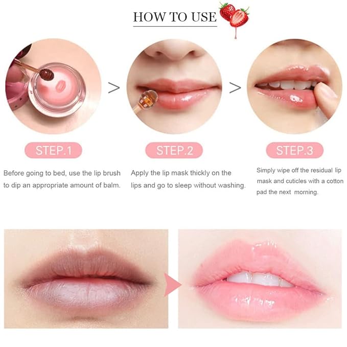 Bee Lip Balm Honey Pot, Hydrating & Prevention Dry and Cracked Lip Scrubs Exfoliator, Propolis Moisturizing Lip Mask Honey Lip Balm Reduces Lip Lines, Lip Exfoliating Bee Lip Balm with Brush
