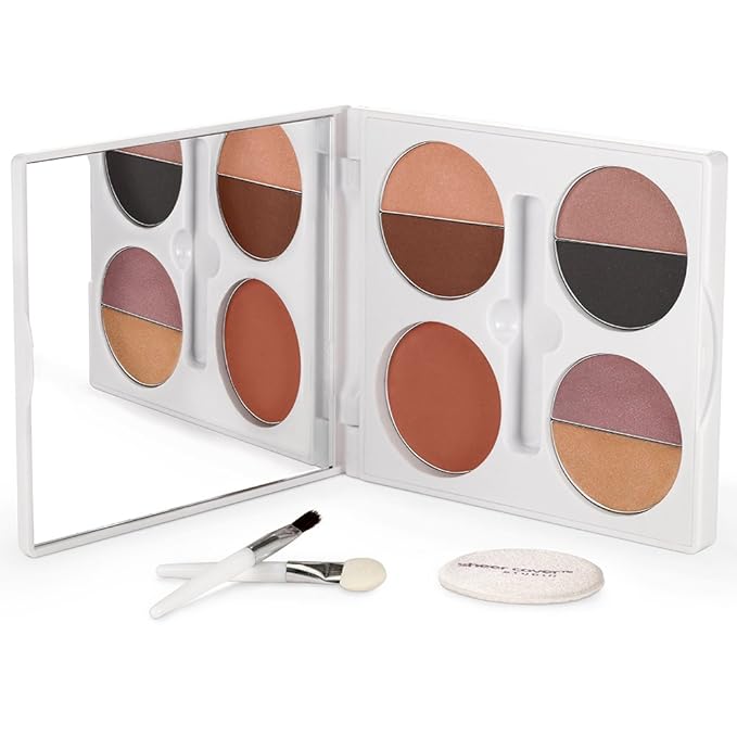 Sheer Cover – Sophisticate Look Face Palette For Eyes, Lips, and Cheeks – with Brush