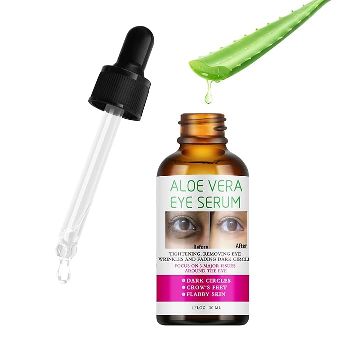Aloe Vera Eye Serum Dark Circles Under Eye Treatment for Women to Reduce Appearance of Puffy Eyes Eye Bags Fine Lines and Wrinkles for All Skin Types, Beauty Skin Care Gift