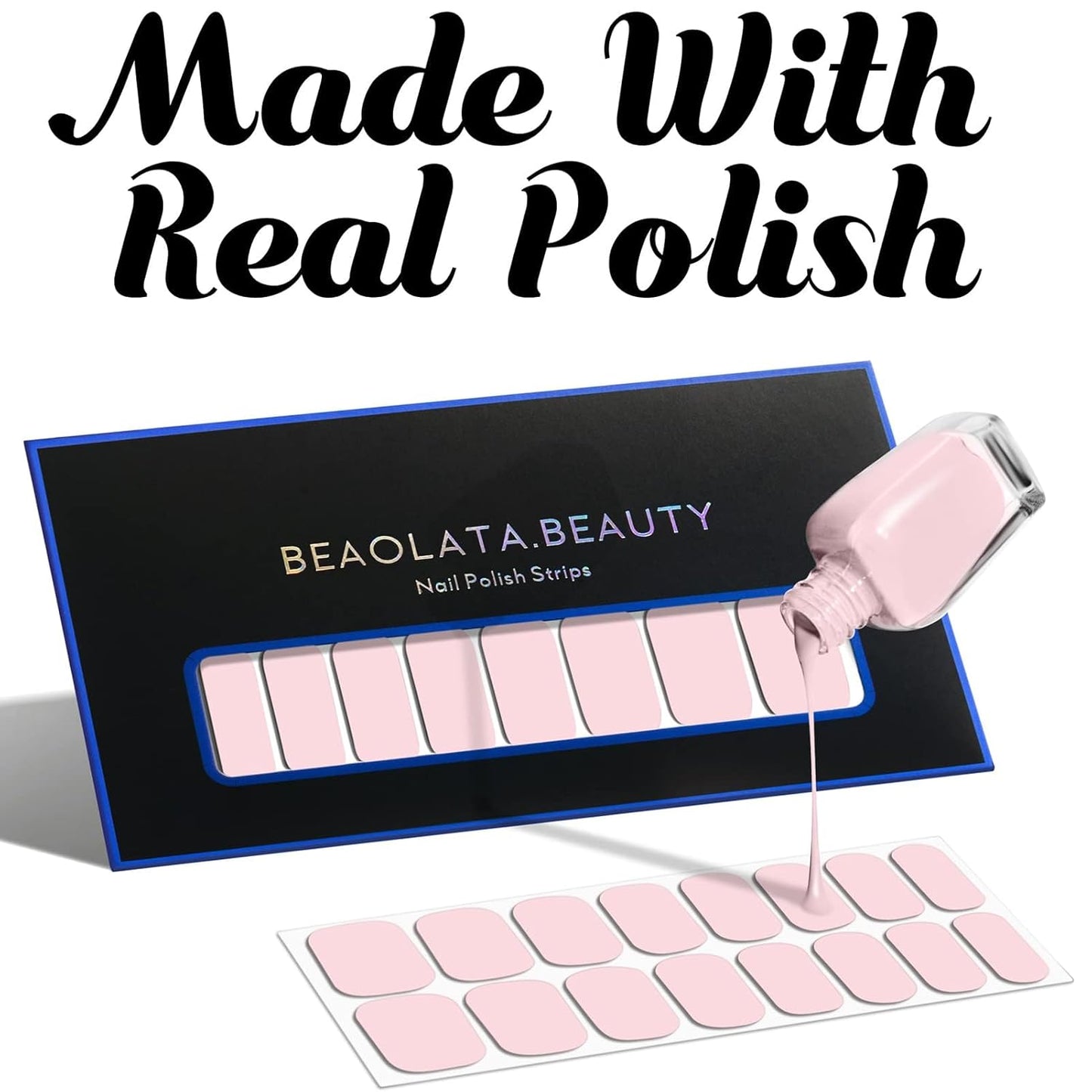 Nail Polish Strips, 32PCS Salon Quality Wraps, Long Lasting Gel Nail Stickers for Women Easy Apply& Remove (Golden Hours Glitter)
