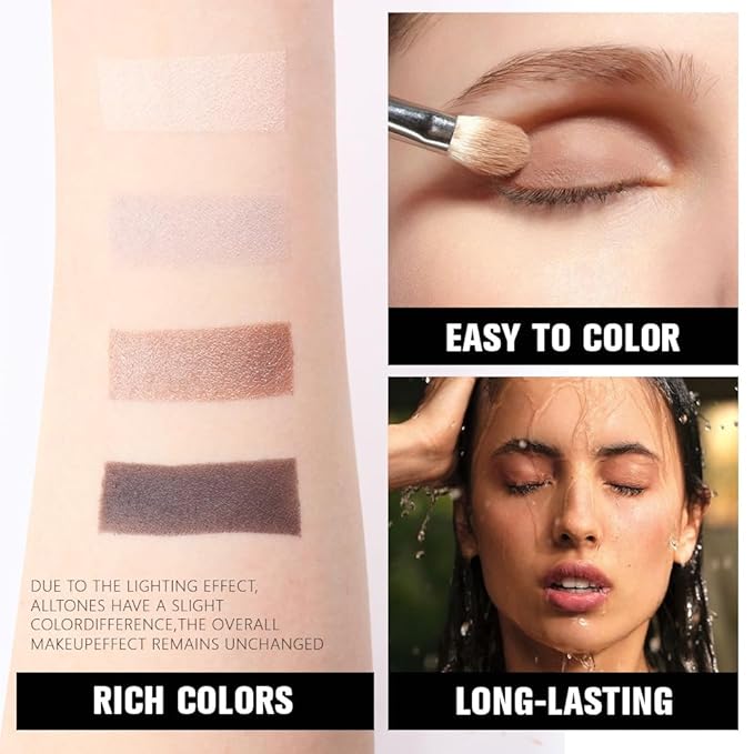 Kaely Powder Eyeshadow Quad, Smoky Black Gray Matte Glitter Eyeshadow Palette Makeup, Neutral Eye Shadow Palette for Older Women Pigmented Waterproof, sombras para ojos, Blendable, Cruelty-free, 07