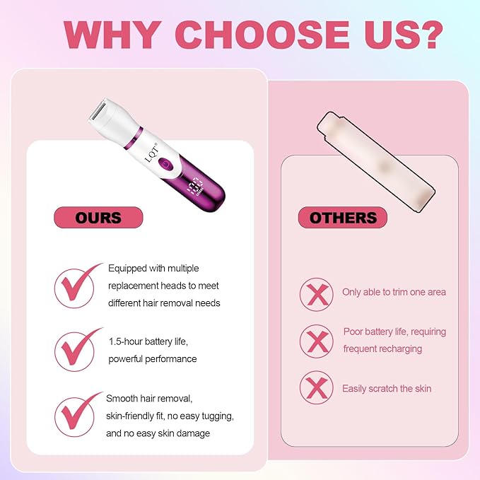 Electric Bikini Trimmer for Women,Led Power Display Removal for Body Nose Hair Trimmer Face Shavers Eyebrow Legs Armpit Bikini Area Pubic Underarms Rechargeable Portable 4 in 1 Womens Razors Set
