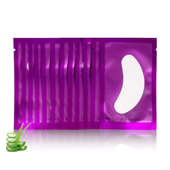 100 Pairs Set Under Eye Pads, Comfy and Cool Under Eye Patches Gel Pad for Eyelash Extensions Eye Mask Beauty Tool (Purple)