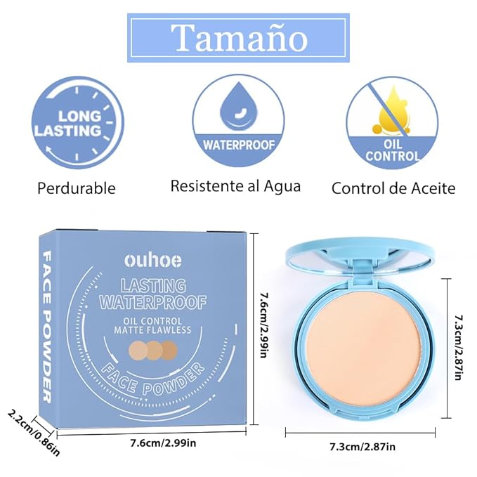Maycheer Face Powder- Lasting Waterproof Face Powder-Maycheer Setting Powder Oil Absorbing Compact for Face (03, M)