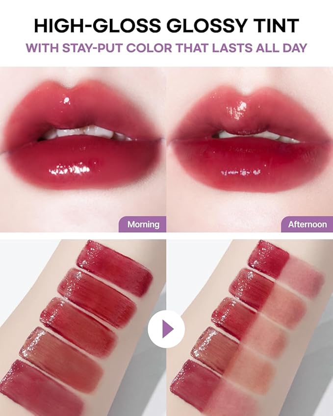 DEARMAY LA PISTE LIP TINT LP07 Falling 0.14 oz. long lasting lip stain with glossy finish and lightweight texture, non sticky, hydrating formula with no flaking and glassy vivid tint, korean makeup