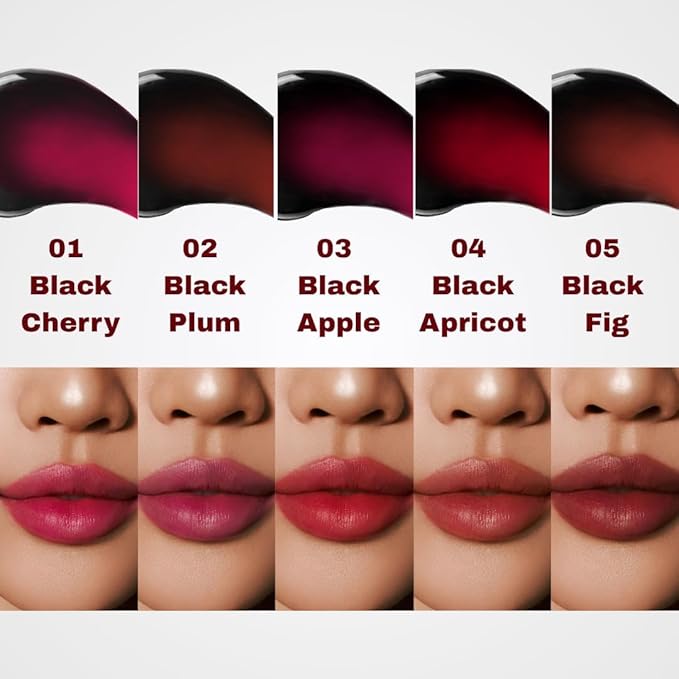 MILKTOUCH Black Peel Off Lip Tattoo - Long-Lasting Matte Lip, Waterproof & Transfer-Proof, Highly Pigmented, Stay-On-All-Day Lip Tint Stain (4.5g) #03 Black Apple