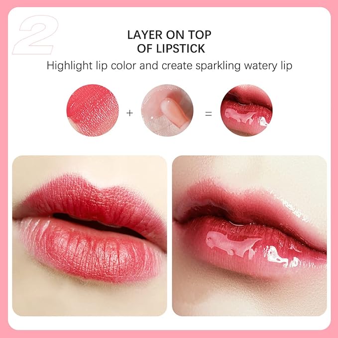 Lip Oil Hydrating Tinted Lip Balm, Plump Lip Gloss Lip Care Transparent Toot Lip Oil Tinted, Glass Lip Glow Oil Fresh Texture & Non-sticky, Nourishing Repairing Lightening Lip Lines Lip Care Products ( 007# Raspberry )