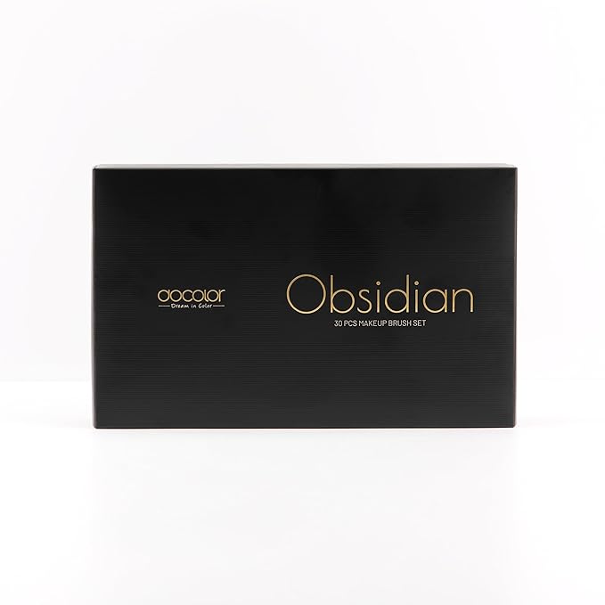Docolor Makeup Brushes Set Professional 30Pcs Obsidian Makeup Brushes Premium Synthetic Powder Kabuki Foundation Contour Blush Concealer Eye Shadow Blending Eyeliner Crease Eyebrow Make Up Brush Kit