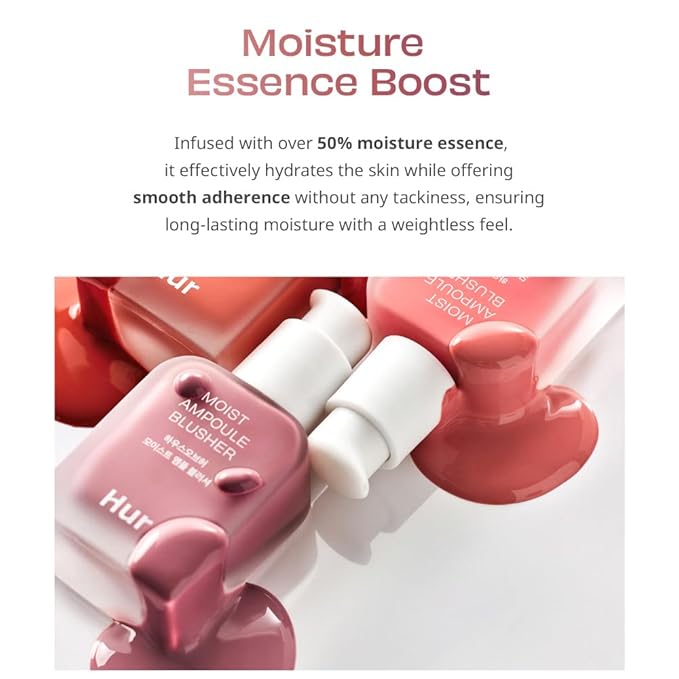 Moist Ampoule Blusher, Buildable Water-based Formula, Infused with over 50% moisture essence, no tackiness, long-lasting moisture, weightless feel (01 Nude Beige, 20ml)