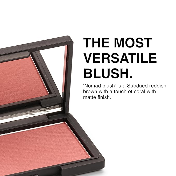 Makeup Powder Blusher - "Nomad" - 4g / 0.141 oz - Full Coverage, Natural Blush - Soft, Buildable Pink, Coral, Peach & Golden Hues - Matte & Shimmering Shades Gives Cheeks a Radiant Glow