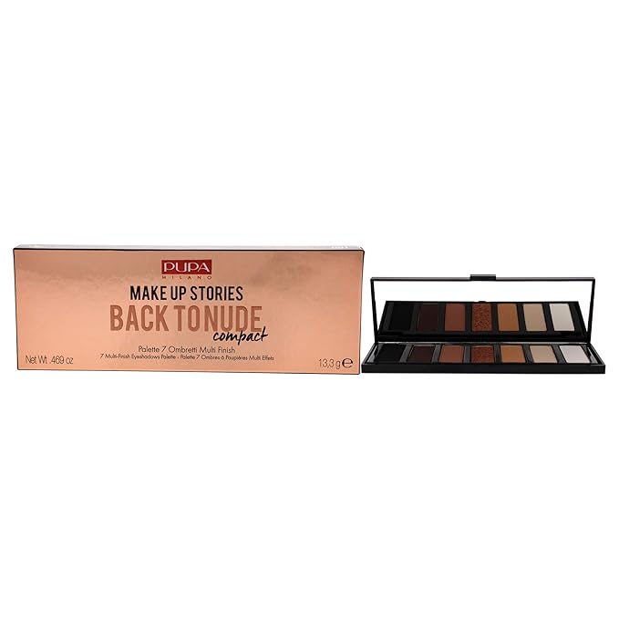 Pupa Milano Make Up Stories Eyeshadow Palette 001 Back To Nude - 7-Shade Shadow Collection with Matte, Satin, and Metallic Color Options - High Pigment Formula - Soft, Blendable Texture - 0.469 oz