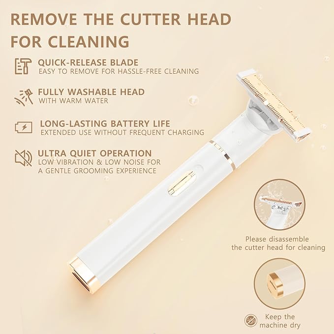 Women's 5-in-1 Electric Bikini Trimmer, USB-C Rechargeable Shaver & Trimmer for Body, Face & Nose – Painless Wet & Dry Shave (Keep Device Dry; Remove Blades for Cleaning)