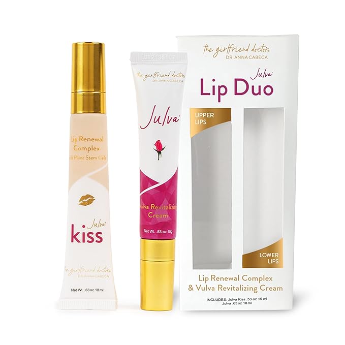 Lip Duo by Dr. Anna Cabeca - Julva Revitalizing Feminine Cream Personal Moisturizer and Julva Kiss Lip Renewal Complex