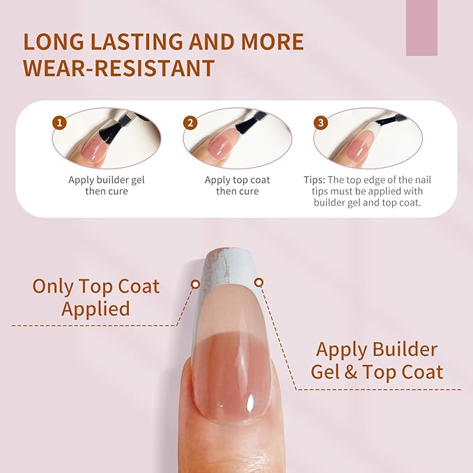 JODSONE Clear Builder Gel for Nails 10ml, Nail Strengthener Gel for Nail Apex, Extensions, Repairing, Thickening, Hard Gel Polish Needs Nail Lamp Curing, DIY Salon Nail Art