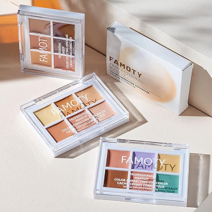 6 Color Correcting Concealer Palette With Concealer Brush, Tattoo Concealer, Cream Contouring Makeup Kit, Corrects Dark Circles Red Marks Scars Light Mediumor creamy concealer A2