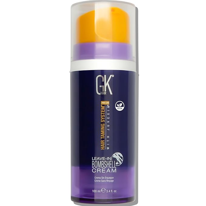GK HAIR Global Keratin Leave In Bombshell Purple Cream (3.4 Fl Oz/100ml) Conditioning Smoothing Moisturizing Hydrating Frizz Control for Blonde Damaged Hair Removes Yellow Brassy Tones Flyaways
