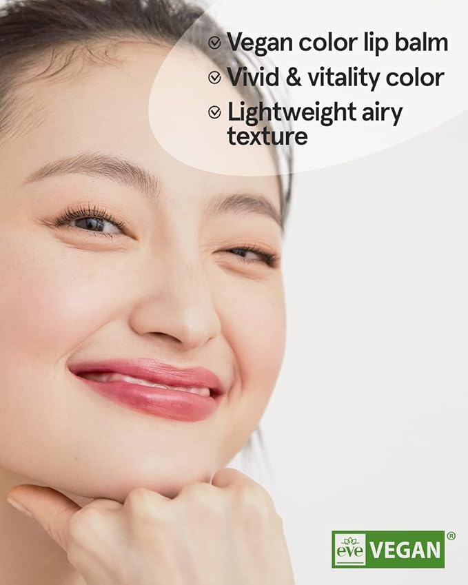 ATHÉ Authentic Airy Lip Balm 08 PINK A LOT, Korean Vegan Color Lip Blam, Flake-Free Slim Fit Lips, Silky Powdery Finish & Air-like Blurring with Vibrant Colors, 0.11oz.