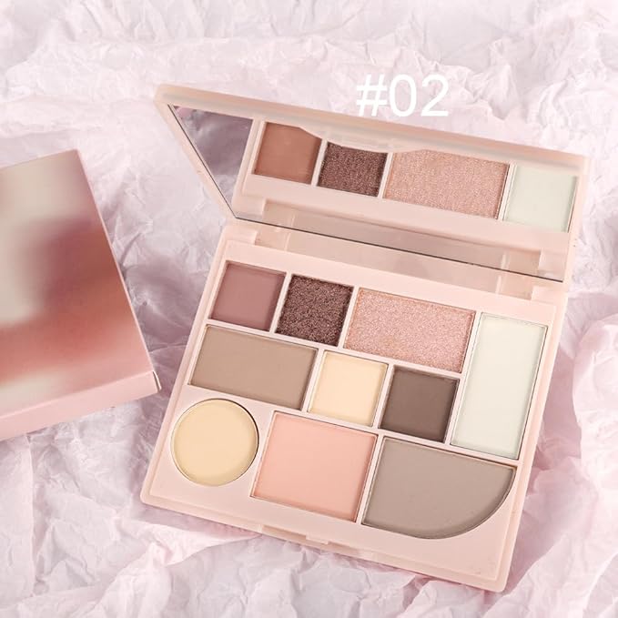 Shimmer Matte Eyeshadow Palette.Longwearing Highly Pigmented Natural Beige Gold Glitter Powder Palet.Matt Shiny Eye Makeup paleta de sombras.02#