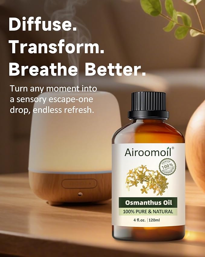 Pure Osmanthus Essential Oil, 100% Pure Natural Osmanthus Essential Oil, Premium Grade Essential Oils for Diffusers for Home, Skin, Care Massage, Soap Making, Aromatherapy, 4 Fl Oz | 120ml