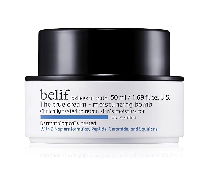 belif Moisturizing Bomb – Daily Ceramide Moisturizer with Peptide & Squalane, 48hr Hydration & Anti-Aging Cream, Milky & Lightweight, Restores Skin Barrier, Korean Skincare, 1.68 fl oz (50ml)