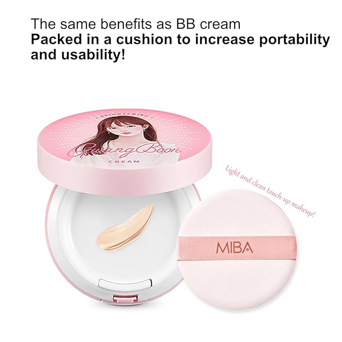 MIBA Ion Calcium Mineral BB Cushion 12g / 0.42 oz. Airless Cushion BB Cream, Moisturizing Finish.