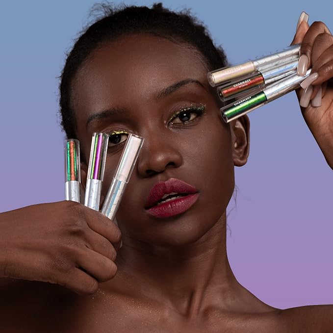 CHARMACY Chameleon Liquid Eyeliner, Intense Color Shifting, Waterproof Eye liner Gold Glitter Eyeliner, High Pigmented, Smudge Proof Formula,Ultra-Fine Tip,PALE YELLOW GOLD 907
