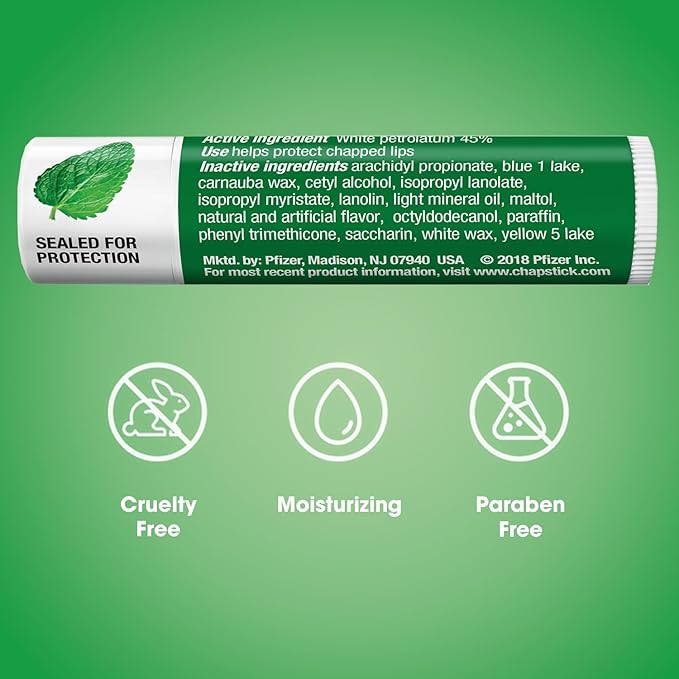 ChapStick Classic Skin Protectant Flavored Lip Balm Tube, 0.15 Ounce, 12 Count (Pack of 1)