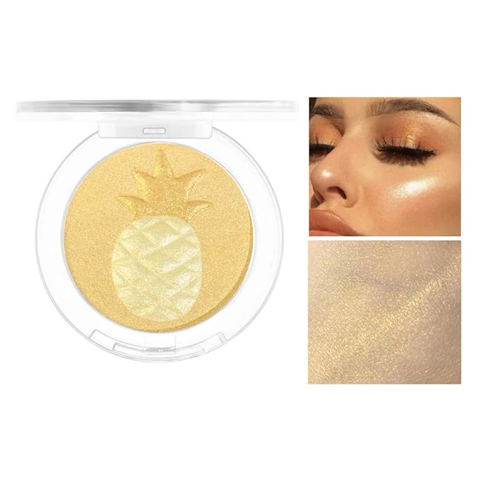 Highlighter Makeup Palette Face Highlighter Palette Glitter Highlighter Powder Palette Iluminadores de Maquillaje for Face Highlighters & Illuminator (Gold)