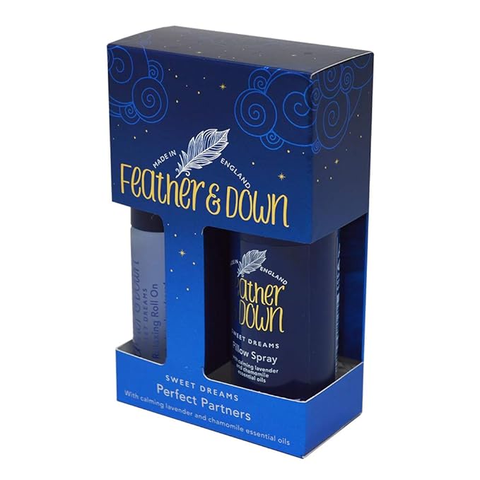 Feather & Down Sweet Dream Perfect Partners Gift Set: 50ml Pillow Spray & 10ml Roll-On, With Calming Lavender & Chamomile Essential Oils, Vegan & Cruelty Free