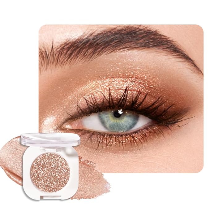 Light Brown Single Glitter Eyeshadow Makeup, Neutral Powde Eye Shadow for Women, Brown Shimmer Singles Eyeshadow Palette Pigmented Waterproof, sombras para ojos,Girls Monochrome Eyeshadows Gift