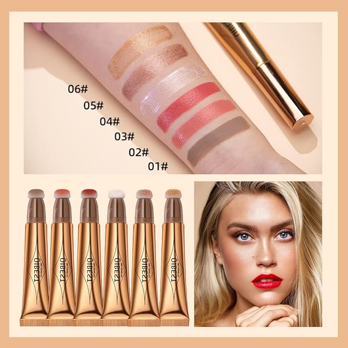 MEICOLY Liquid Highlighter Beauty Wand,Highlight Stick with Cushion Applicator,Lightweight Super Silky Cream Face Illuminator Highlight Stick,05 Rose Gold