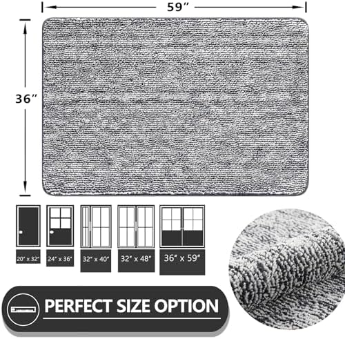 REFETONE Indoor Doormat 36"x60", Low-Profile Entrance Mat, Dark Grey - Image 2