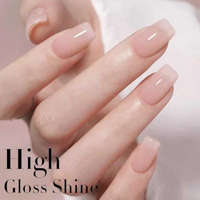 Double Rhythm Translucent Gel Polish Sheer Neutral Natural Light Milky Same Color Same Bottle 15ML Jelly Nail Polish Nail Art DIY at Home (Milky Pink-A1377)