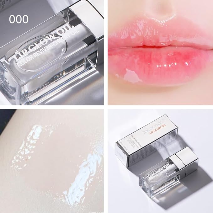 Plumping Lip Oil, Long Lasting Hydrating Lip Gloss Tinted Lip Balm Non-sticky Revitalizing, Transparent Lip Care Oil for Dry Lip (Clear)