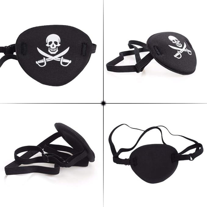 2pcs Eye Patch Mask Skull and Cross Bones with Adjustable Strap