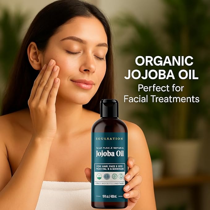 Organic Jojoba Oil for Skin, Hair & Face (8oz) | 100% Pure, Natural Cold Pressed